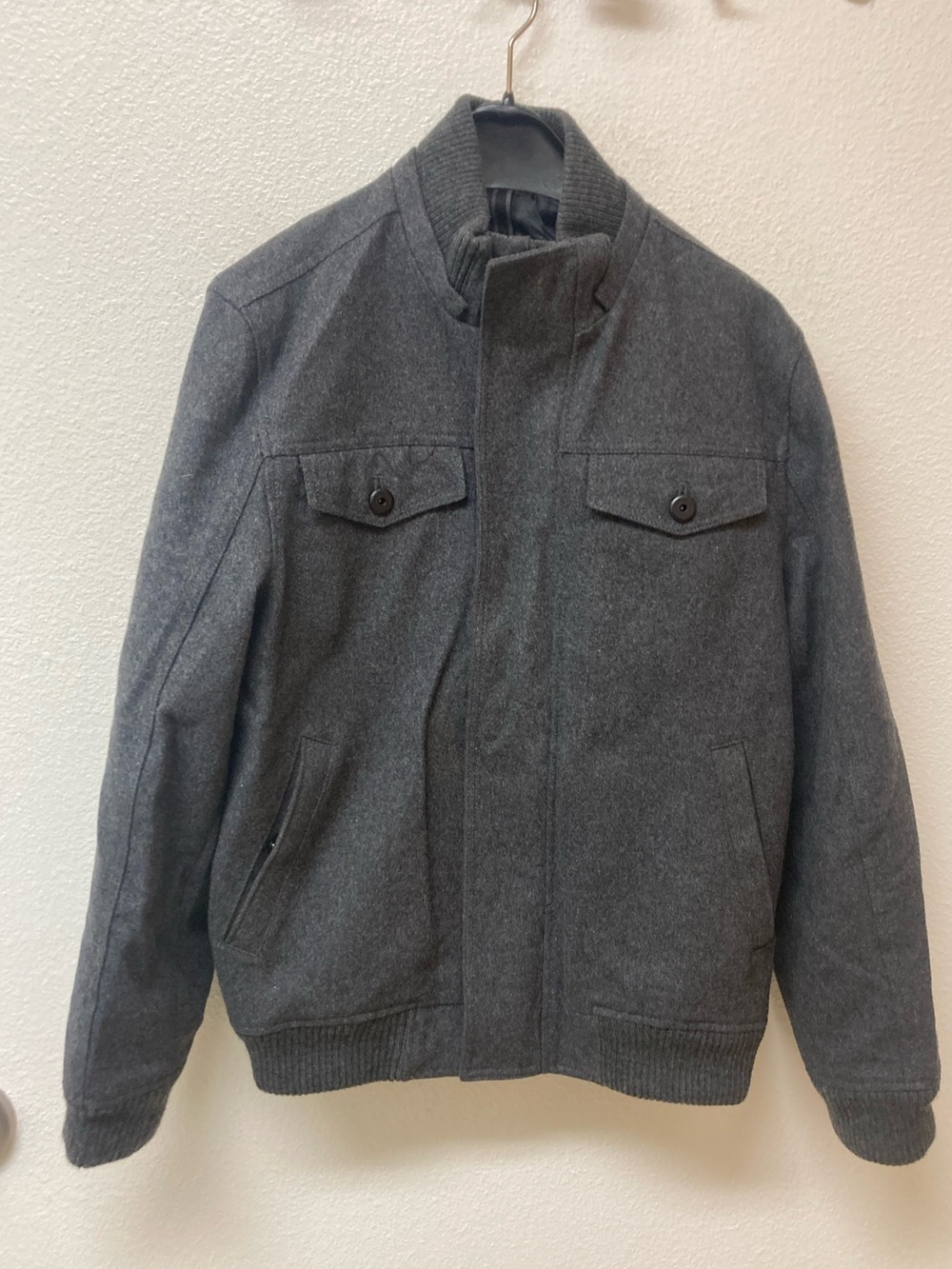 EXPRESS Charcoal Gray Men’s Bomber Wool Blend Utility Jacket (M)